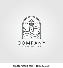 Lighthouse Logo Line Art Vector Illustration Design, Minimalist Lighthouse Logo