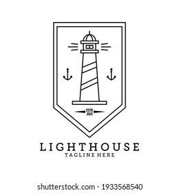 lighthouse logo line art vector illustration design, minimalist lighthouse logo