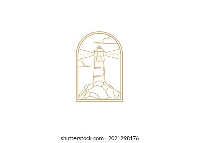 diseño de ilustración vectorial de la línea del logotipo del faro, logotipo del faro minimalista