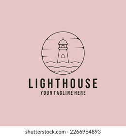 lighthouse logo line art vector illustration design, minimalist lighthouse logo