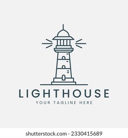 Logo-Linie des Leuchtturms Vektorgrafik-Vorlage