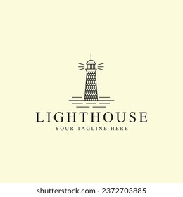Lighthouse logo line art vector illustration template icon graphic design