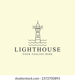 Lighthouse logo line art vector illustration template icon graphic design
