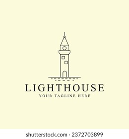 Lighthouse logo line art vector illustration template icon graphic design