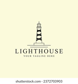 Lighthouse logo line art vector illustration template icon graphic design