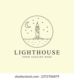 Lighthouse logo line art vector illustration template icon graphic design