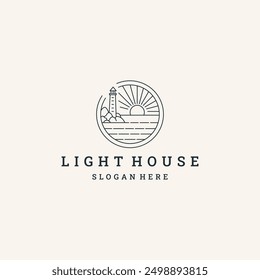Lighthouse logo. Line icon. Maritime tower logo Vector illustration
