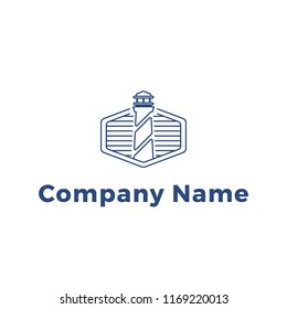 lighthouse logo, line style logo