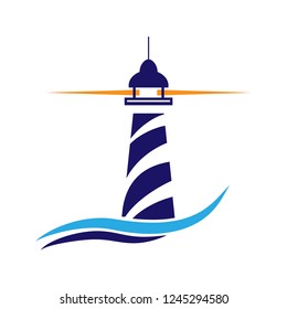 Lighthouse logo. Maritime navigation and shipping