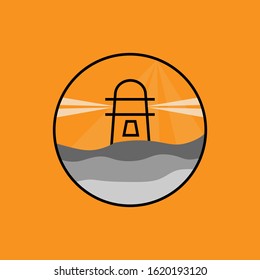 lighthouse logo with orange and grey colour 
