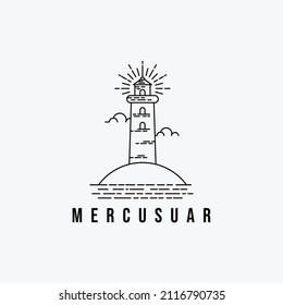 Lighthouse logo outline line art linear monoline minimalist modern design vector illustration