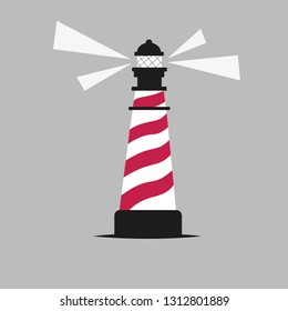 lighthouse logo. red, white, black, gray lines. vector design