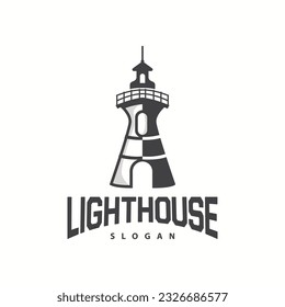 Lighthouse Logo, Sea Tower Vector, Template Design, Illustration Simple Minimalist