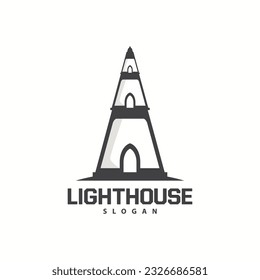 Lighthouse Logo, Sea Tower Vector, Template Design, Illustration Simple Minimalist