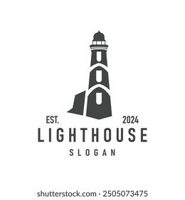 Lighthouse Logo, Sea Tower Vector, Template Design, Illustration Simple Minimalist