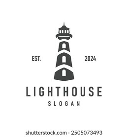 Lighthouse Logo, Sea Tower Vector, Template Design, Illustration Simple Minimalist