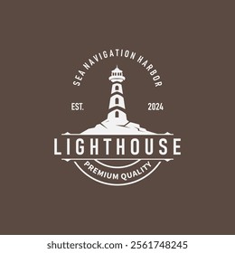 Lighthouse Logo, Sea Tower Vector, Template Design, Illustration Simple Minimalist
