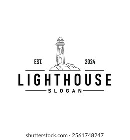Lighthouse Logo, Sea Tower Vector, Template Design, Illustration Simple Minimalist
