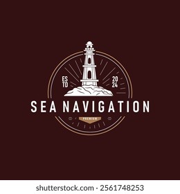 Lighthouse Logo, Sea Tower Vector, Template Design, Illustration Simple Minimalist
