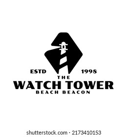 lighthouse logo. Lighthouse Searchlight Beacon Tower Island Beach logo