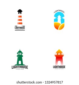 Lighthouse logo set vector