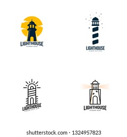 Lighthouse logo set vector