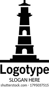 Lighthouse in logo style vector. Sea lighthouse. Lighthouse building logo design vector template, Icon design. Template elements. Vector illustration