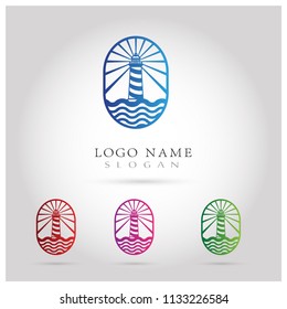 Lighthouse Logo. Symbol & Icon Vector Template.