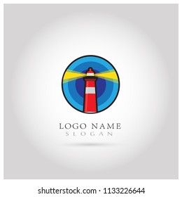 Lighthouse Logo. Symbol & Icon Vector Template.