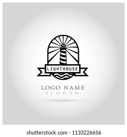 Lighthouse Logo. Symbol & Icon Vector Template.