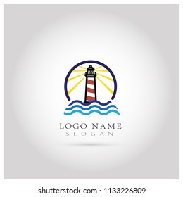Lighthouse Logo. Symbol & Icon Vector Template.