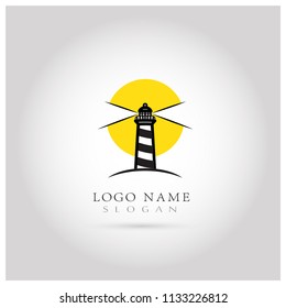 Lighthouse Logo. Symbol & Icon Vector Template.