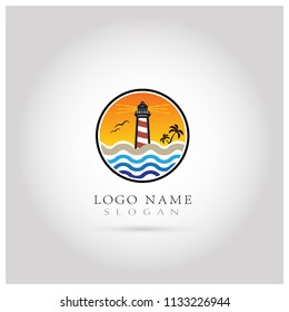 Lighthouse Logo. Symbol & Icon Vector Template.