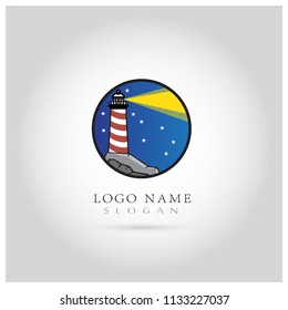 Lighthouse Logo. Symbol & Icon Vector Template.