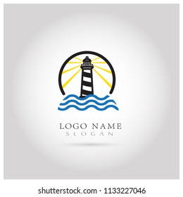 Lighthouse Logo. Symbol & Icon Vector Template.