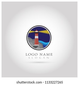 Lighthouse Logo. Symbol & Icon Vector Template.
