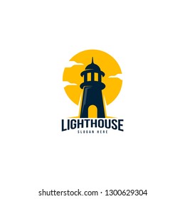 Lighthouse logo template. Building of lighthouse logo vector