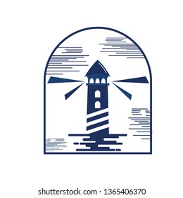 Lighthouse logo template. Building of lighthouse logo vector - Vector 