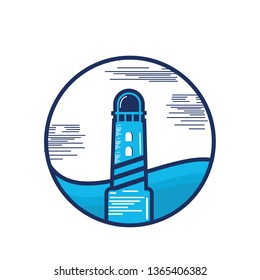 Lighthouse logo template. Building of lighthouse logo vector - Vector 