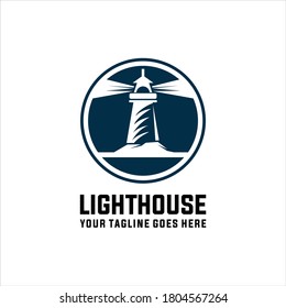 Lighthouse logo template. Building of lighthouse logo vector, Vector illustration, Lighthouse Silhouette.