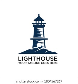 Lighthouse logo template. Building of lighthouse logo vector, Vector illustration, Lighthouse Silhouette.