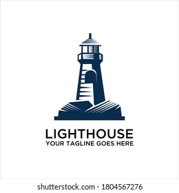 Lighthouse logo template. Building of lighthouse logo vector, Vector illustration, Lighthouse Silhouette.