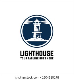 Lighthouse logo template. Building of lighthouse logo vector, Vector illustration.