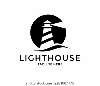 Lighthouse logo template. Building of lighthouse logo vector