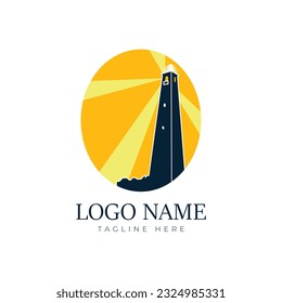 Lighthouse logo template. Building of lighthouse logo vector