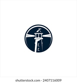 Lighthouse logo template. Building of lighthouse logo vector