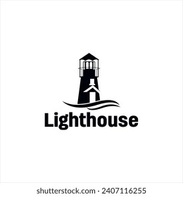 Lighthouse logo template. Building of lighthouse logo vector