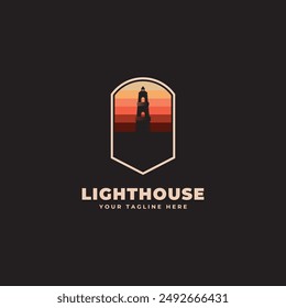 Lighthouse logo template. Building of lighthouse logo vector