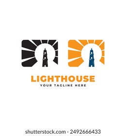 Lighthouse logo template. Building of lighthouse logo vector