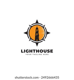 Lighthouse logo template. Building of lighthouse logo vector